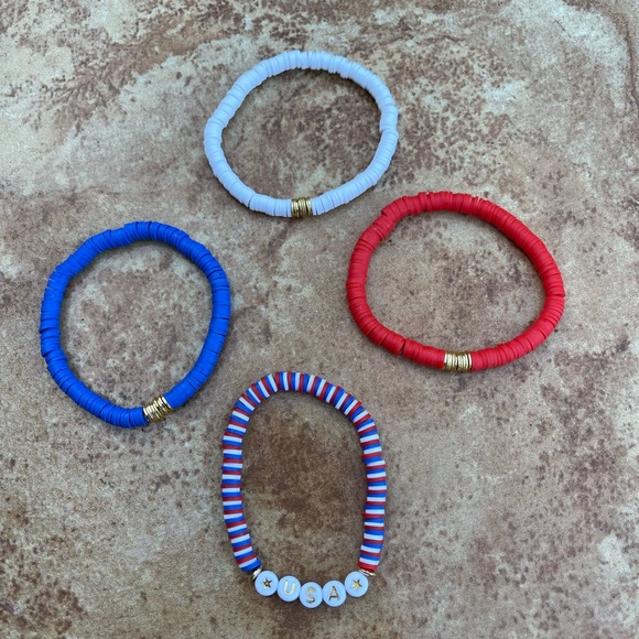 Patriotic bracelet stack, red white and blue bracelets, 4th of July bracelets - Picture 4 of 4